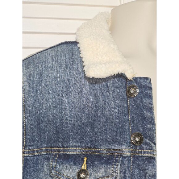 Goodfellow & Co Men's Sanford Wash Sherpa Lined Denim Trucker Jacket Sz S 2897 - Picture 10 of 13